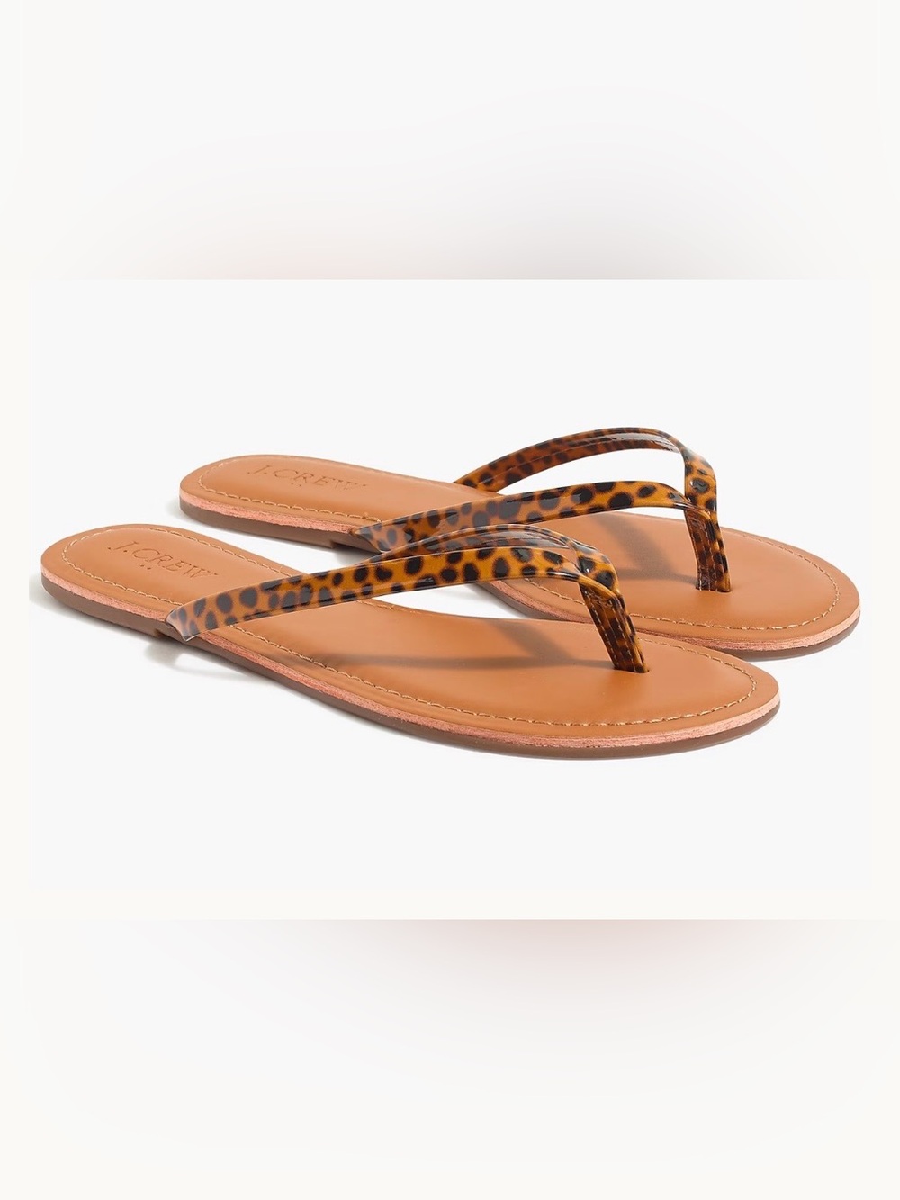 J.Crew Factory Leopard Tortoise Flip Flop Sandals Women's -8 Flat Summer Beach